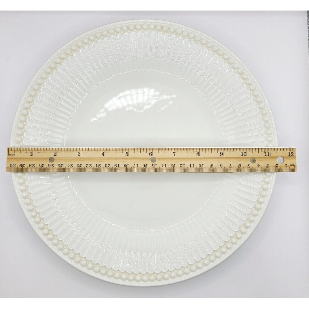 Lenox Butler's Pantry 11-3/8" Dinner Plate Cream with Ribbed & Beaded Rim Mint - Picture 5 of 9